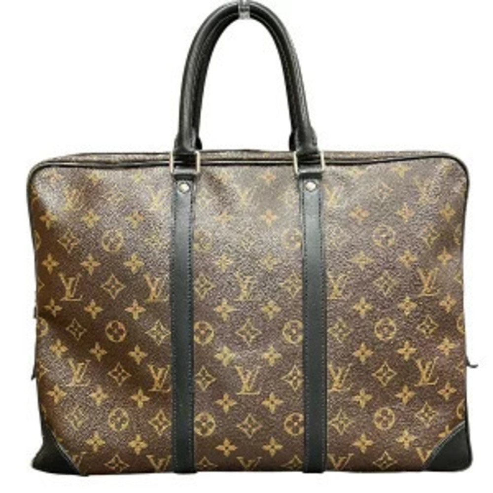 Louis Vuitton Monogram Macassar Brown Portedocument Voyage Bag Handbag Business